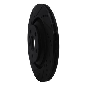 Audi S6 Brake Rotor (1) - Rear Left - R1 Concepts - Drilled & Slotted - Black - `07-`11